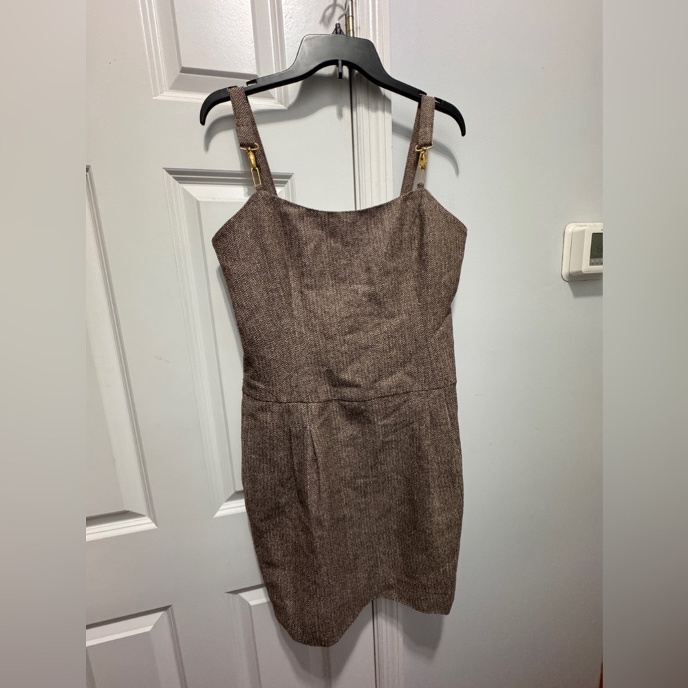 Vertigo Paris size M brown tweed dress nwt